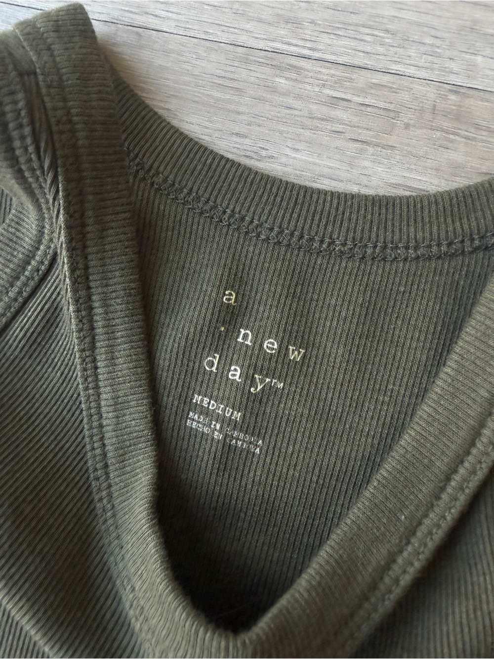 a new day Olive Ribbed Racerback Tank - Picture 2 of 2